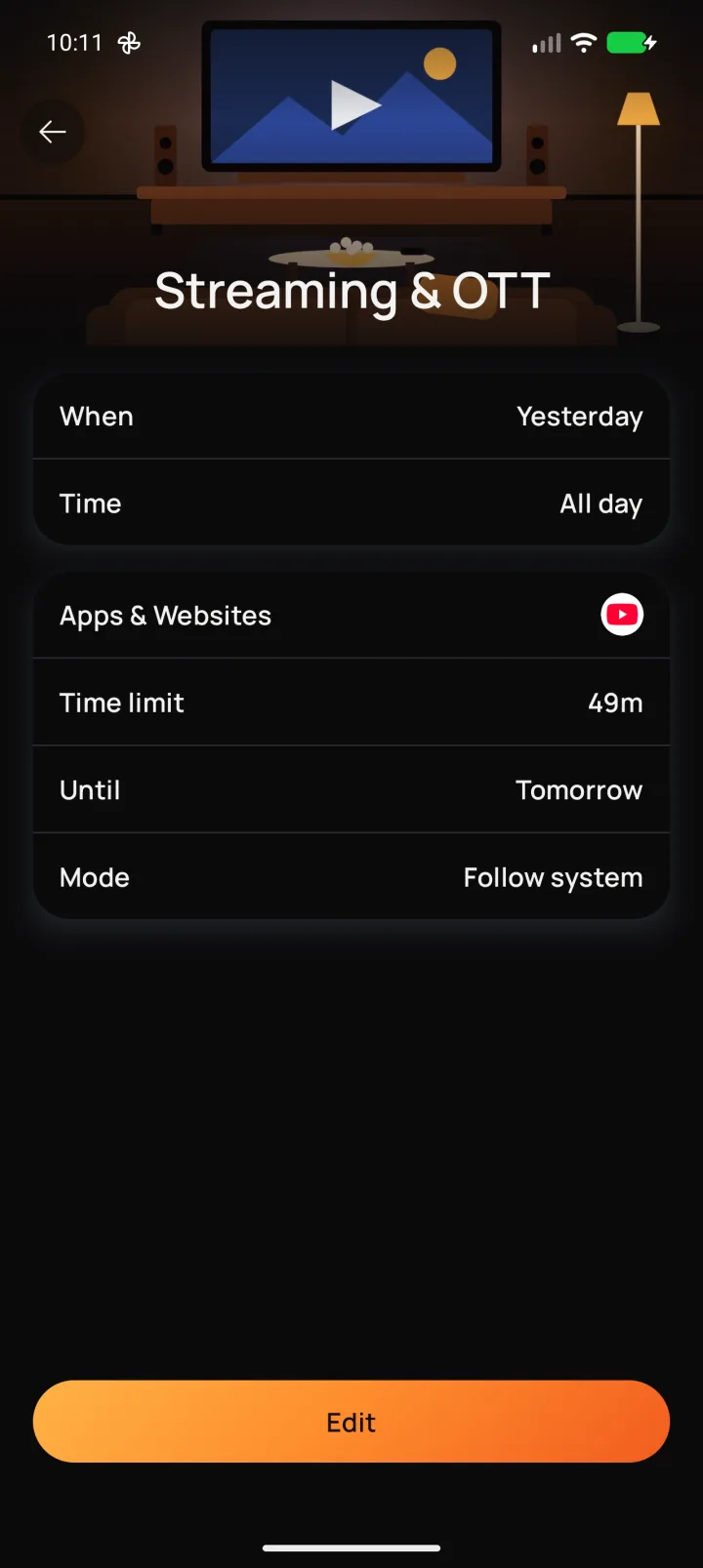 A one-hour daily limit for streaming apps